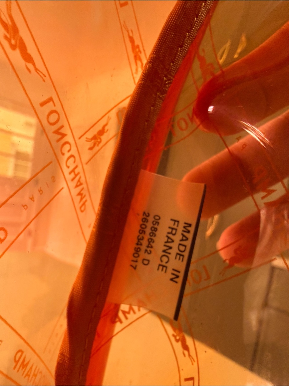Longchamp Le Pliage Transparent Orange PVC Shoulder Tote -Made in France - Picture 11 of 14
